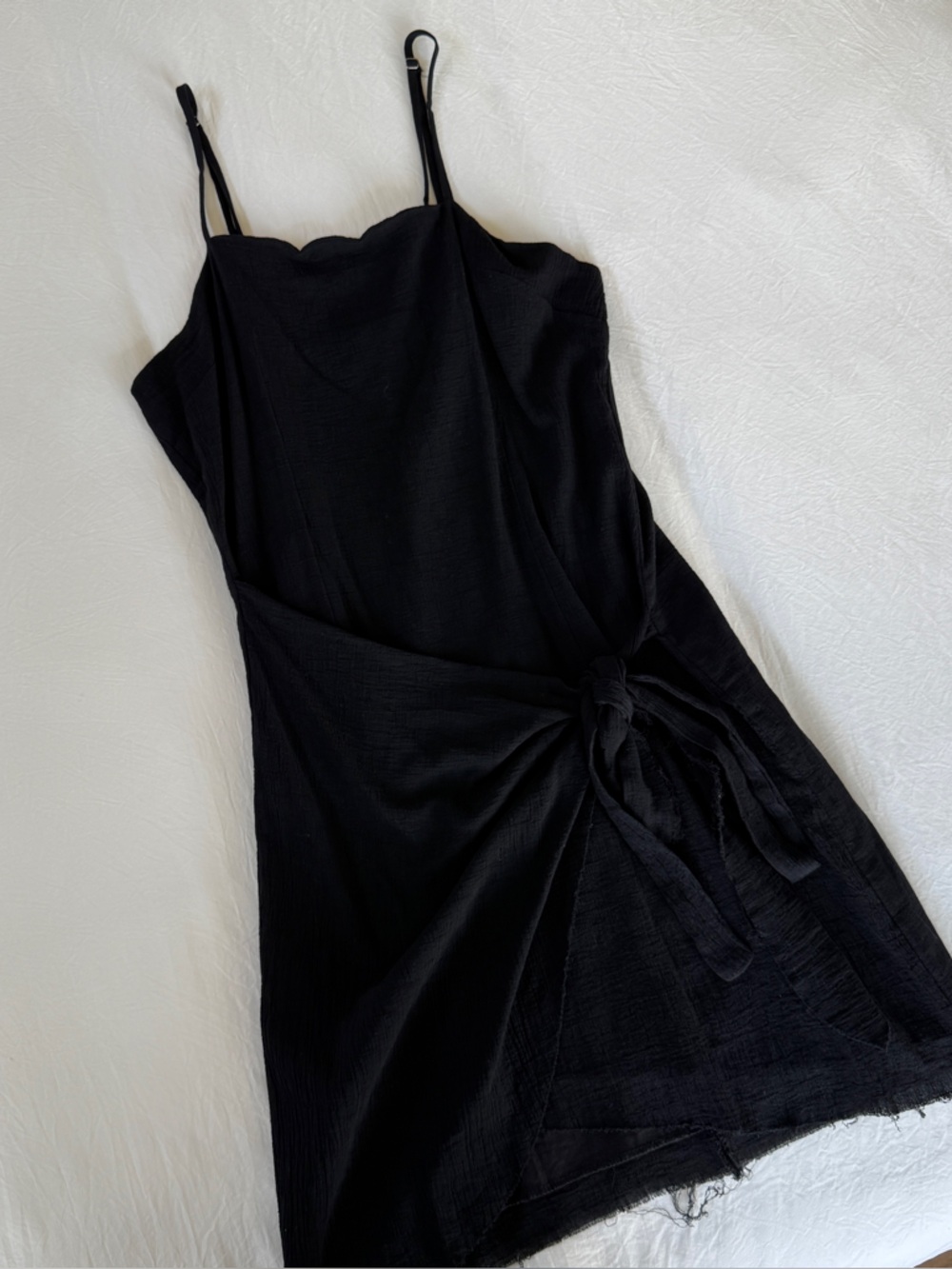 Linen Wrap Style Mini Dress